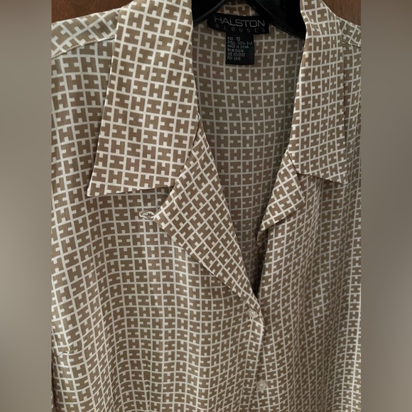 Halston Button Down Blouse Size 10 - Picture 2 of 3